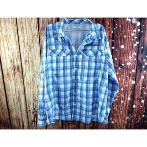 Columbia Button Down Shirt Mens Large Blue White  Cotton Long Sleeve size xxl
